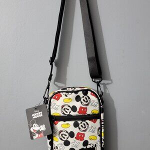 Disney Mickey Mouse Crossbody Bag Cute Cartoon Print, Multi-Pocket NWT